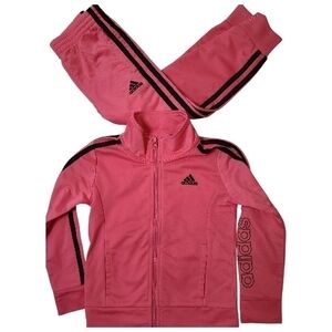 Adidas Pink Tracksuit with Black Accents Girls 4t